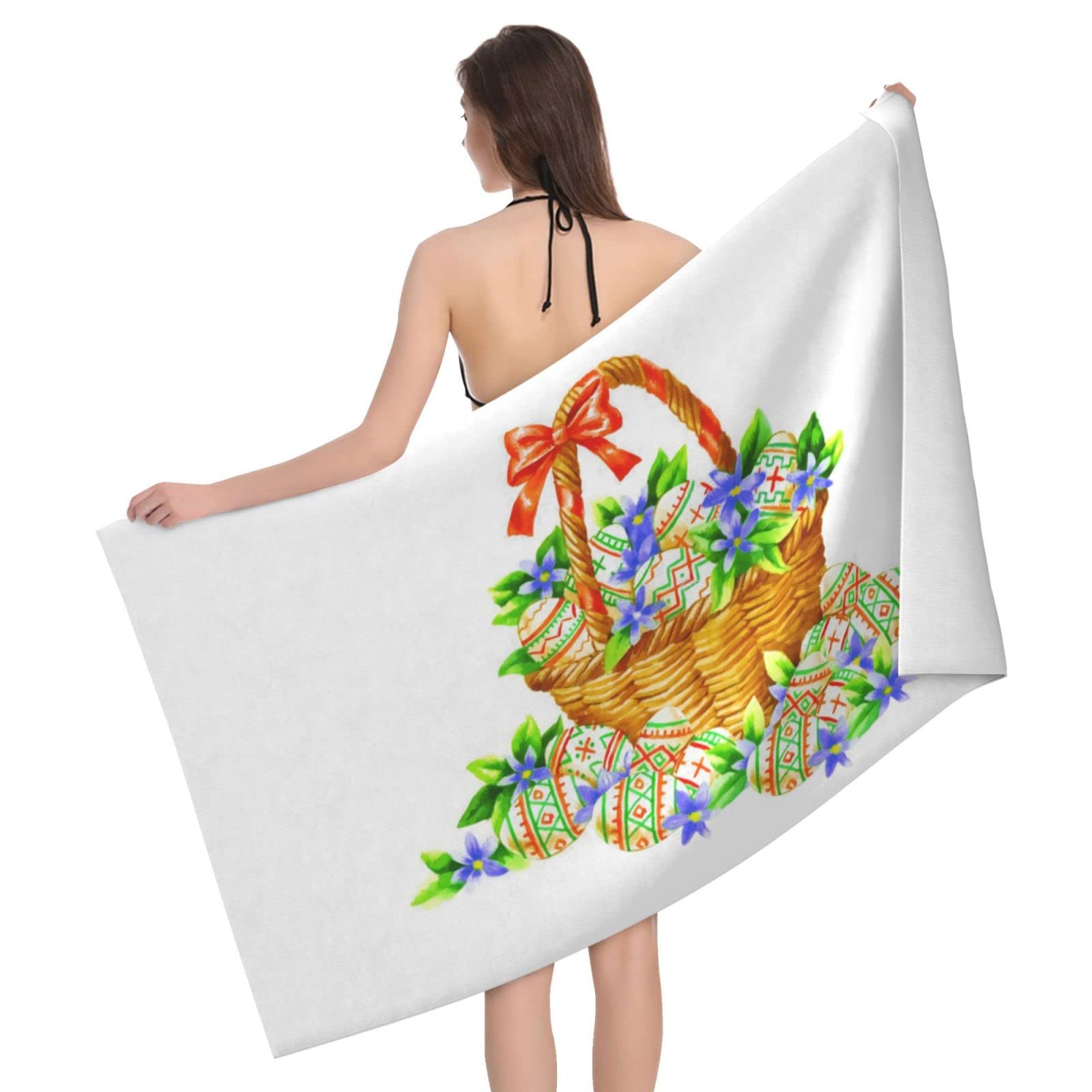 Lawenp Easter Eggs Bath Towel Beach Towel Popular Durable Stylishffy Touch Highly Absorbent Quick Dry Polyester 32" X 52" Also As A Gift