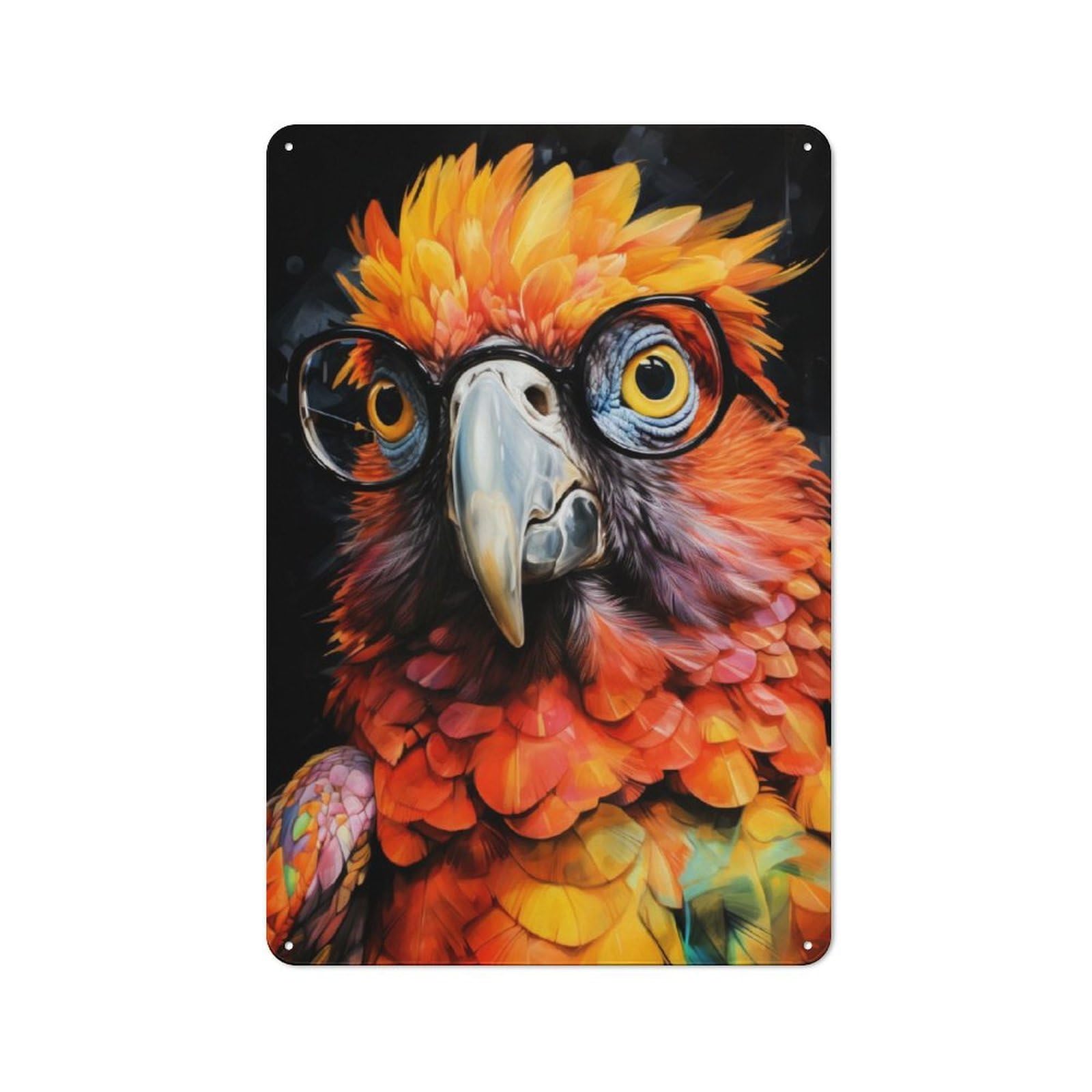 Vintage Metal Sign with Animal Parrot Design 30x20cm, Vintage Bar Wall Plaque for Cafe, Pub, Workshop Or Home Bar