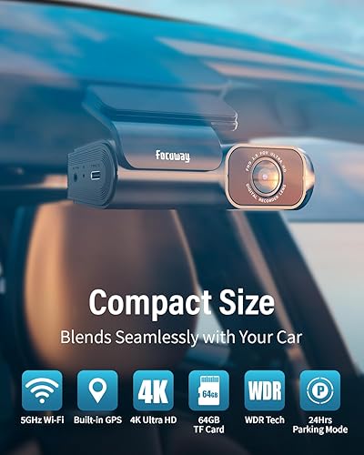 Miniatura 8 de Cámara de tablero frontal y trasera 4K, velocidad GPS WiFi de 5 GHz incorporada, control de voz, tarjeta SD gratuita de 64 GB, cámara de tablero