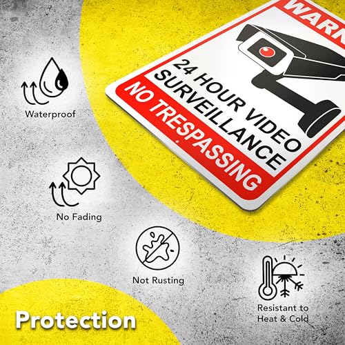 DIMARONGTON 4 Pс Video Surveillance Sign - 10x7 Aluminum No Trespassing Signs - Indoor or Outdoor - Thumbnail 5