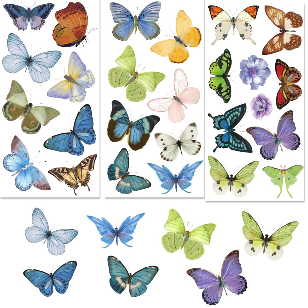 Calcomanías de transferencia de mariposa impermeables para renovar muebles gastados sin pintar