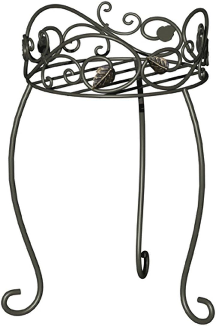 Panacea Plant Stand Scroll & Ivy Black 16.5in