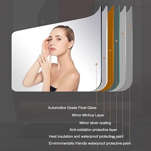 Miniatura 4 de Espejo de pared LED con luces, espejo de baño redondo con marco negro, espejo de tocador con luces para pared, espejo iluminado inteligente para