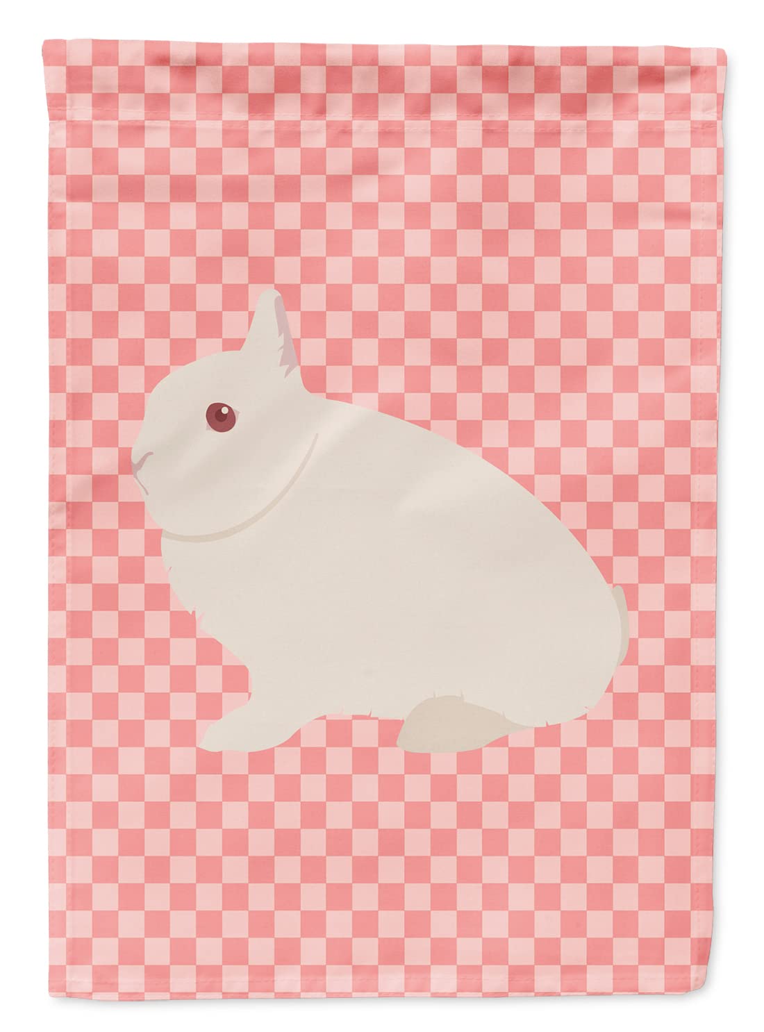 Caroline's Treasures BB7964GF Hermelin Rabbit Pink Check Flag Garden Size , Small, multicolor