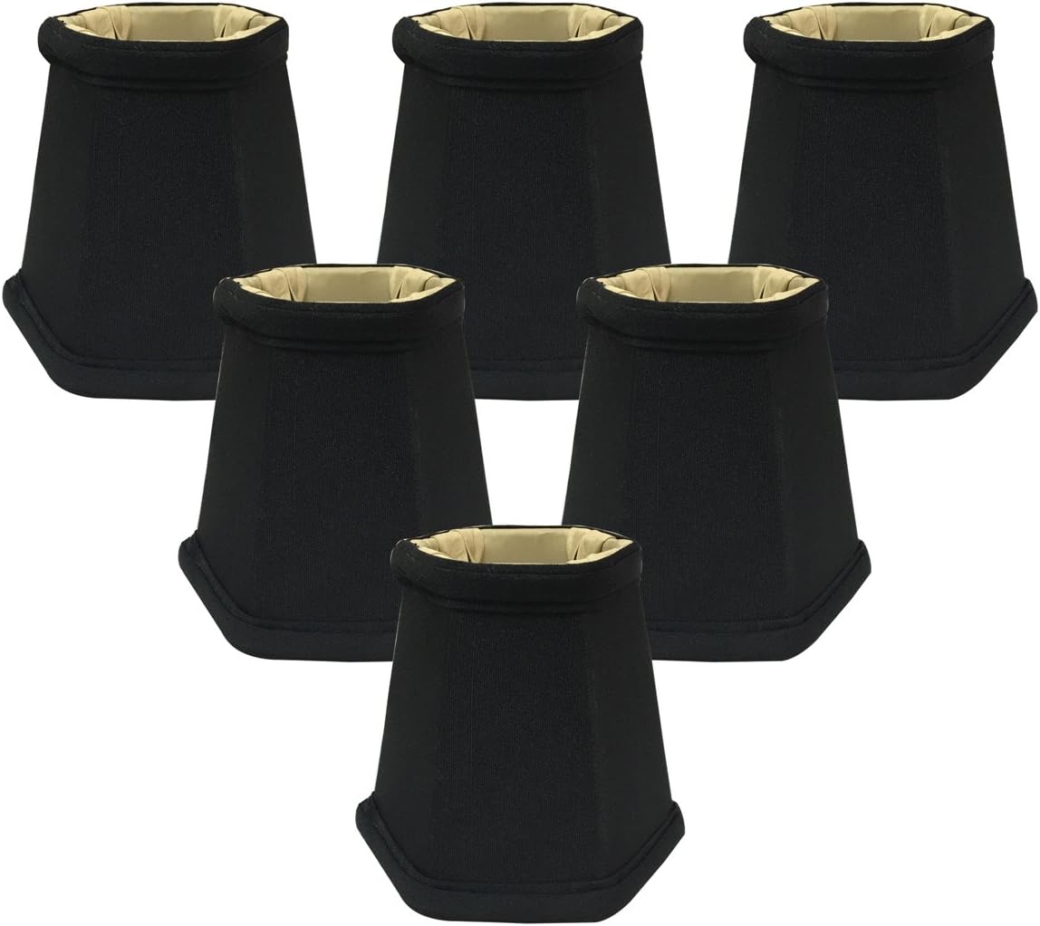 Royal Designs, Inc. CS-715BLK/GL-6 Hexagon Chandelier Shade, 3 x 5 x 4.5, Black with Gold, 6-Pack