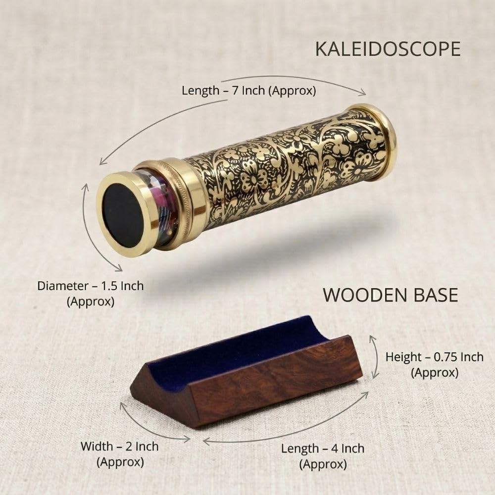 RII Kaléidoscope classique en laiton laqué gravé à la main, idéal pour quelqu'un de spécial, 17,8 x 3,8 cm