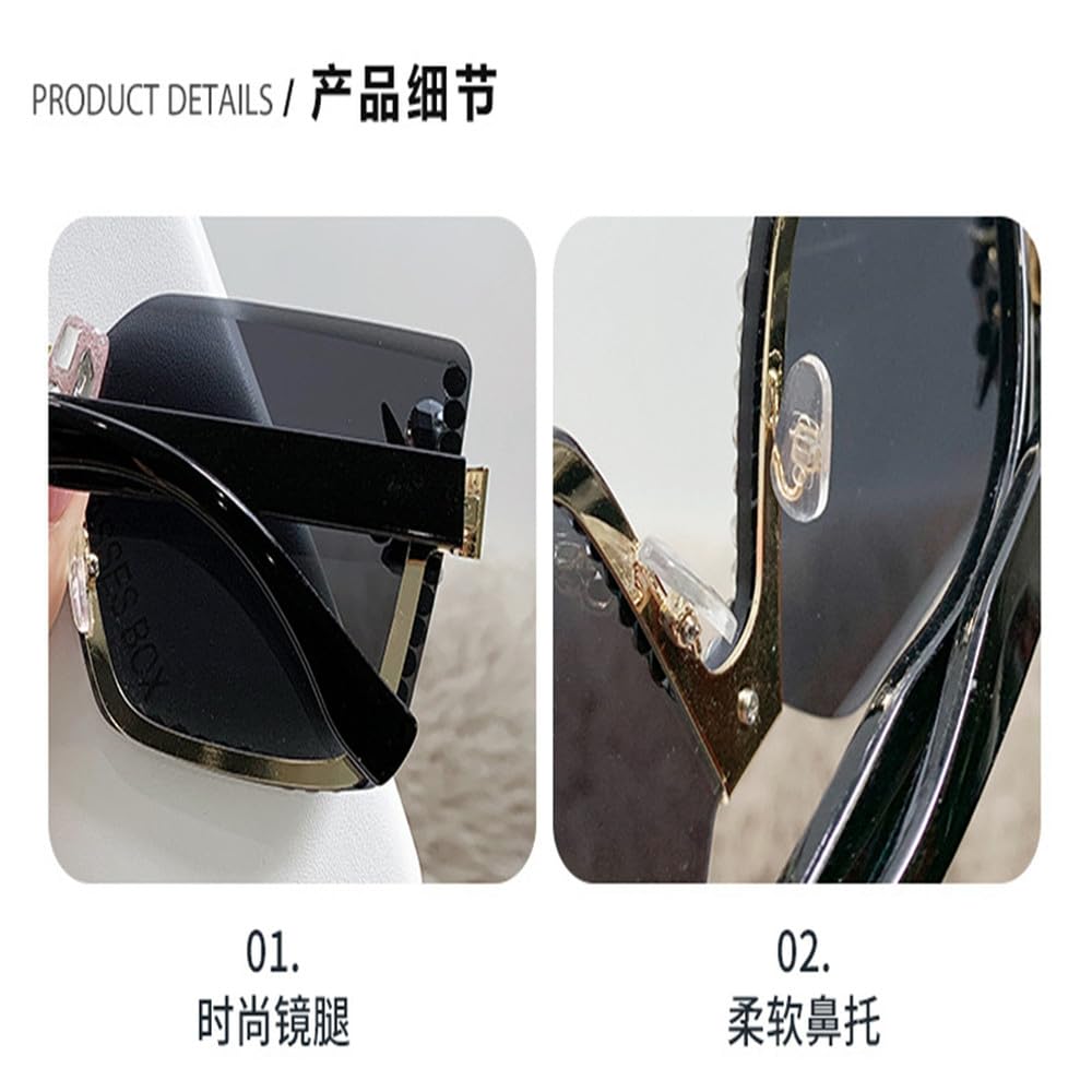 Gafas de sol grandes cuadradas con forma de diamante para mujer, gafas de sol de moda con protección UV400 para exterior