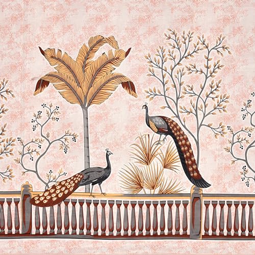 Image of 240 TC 100% Cotton Bedsheet for Double Bed King Size with 2 Pillow Covers | Breathable & Super Soft Rajasthani Sanganeri Jaipuri Printed Bed Sheet -108 * 108 Inches (Peacock 2)