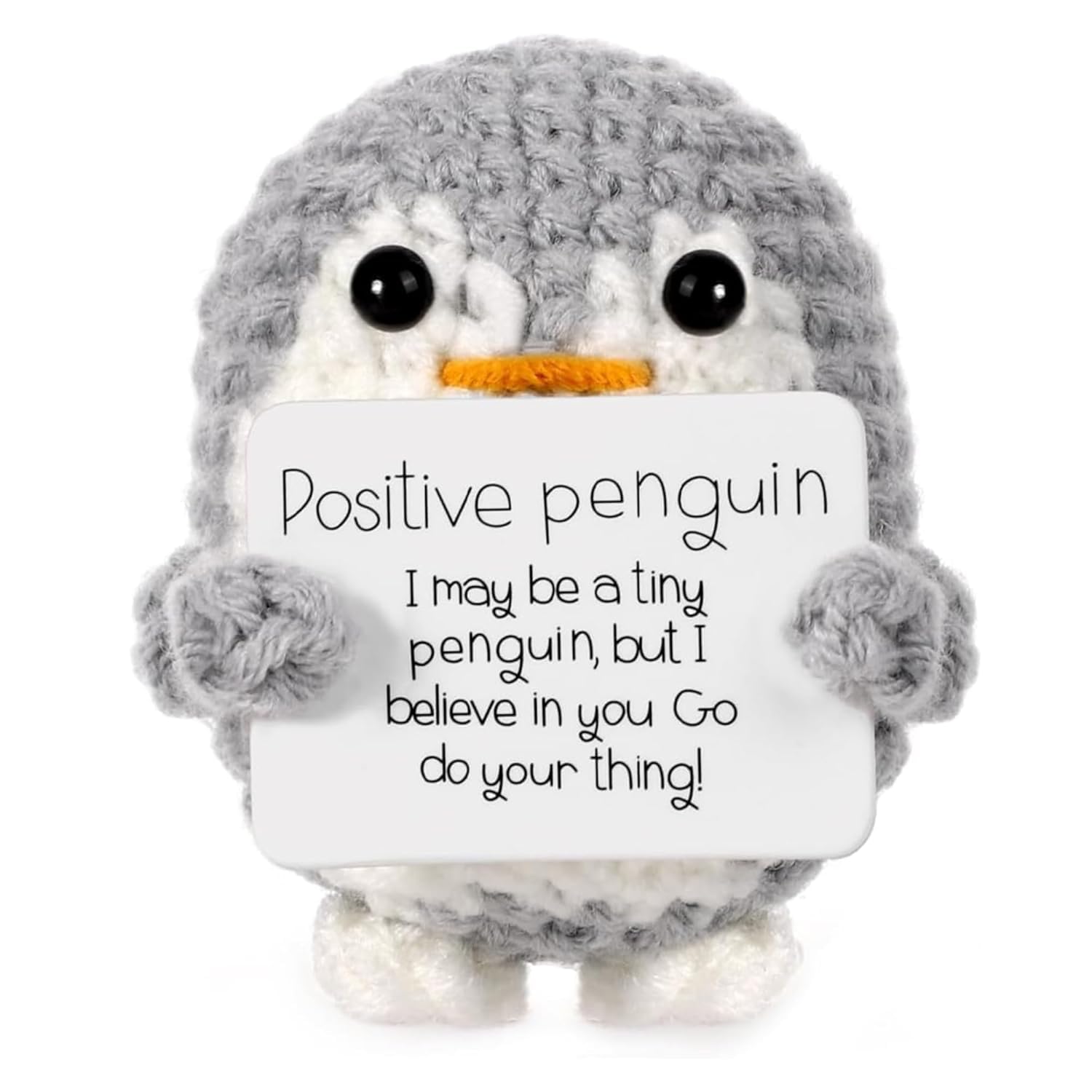 Homes Cute Emotional Support Crochet Toys Handmade Gifts with Message for Women Men Friends Coworkers, Birthday Christmas Valentine's Gift (Penguin)-image-11