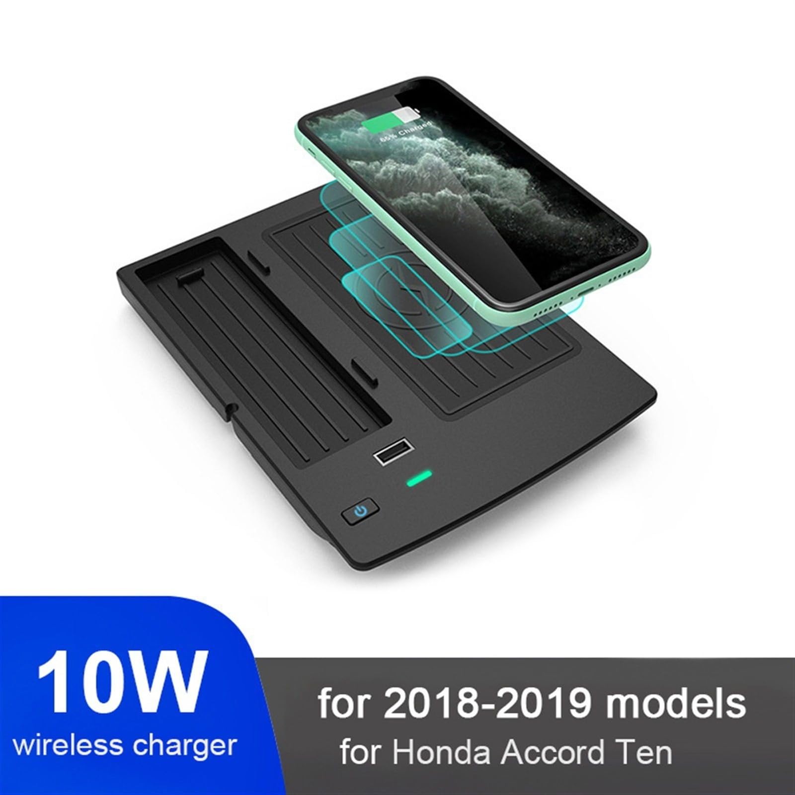 Ładowarka bezprzewodowa 10 W Szybka ładowarka samochodowa Podkładka antypoślizgowa do ładowania Auto, for Accord, 2018 2019