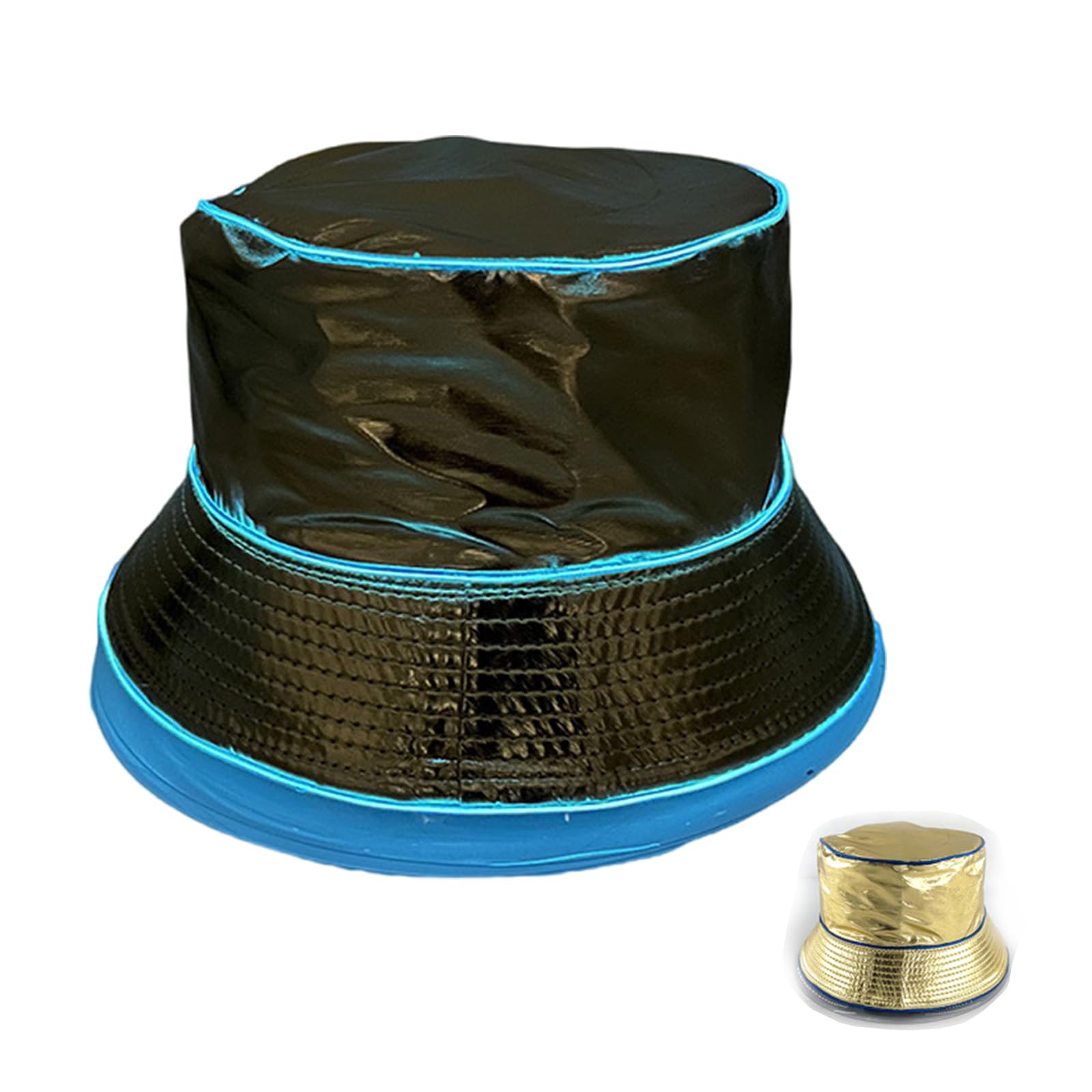 Zwaitl Unisex Golden Background Bl Led Bucket Hat Lightup Flashing Fisherman For Adult Night Event Gathering Carnivals Party Dressingup Props Led Party For Women Men