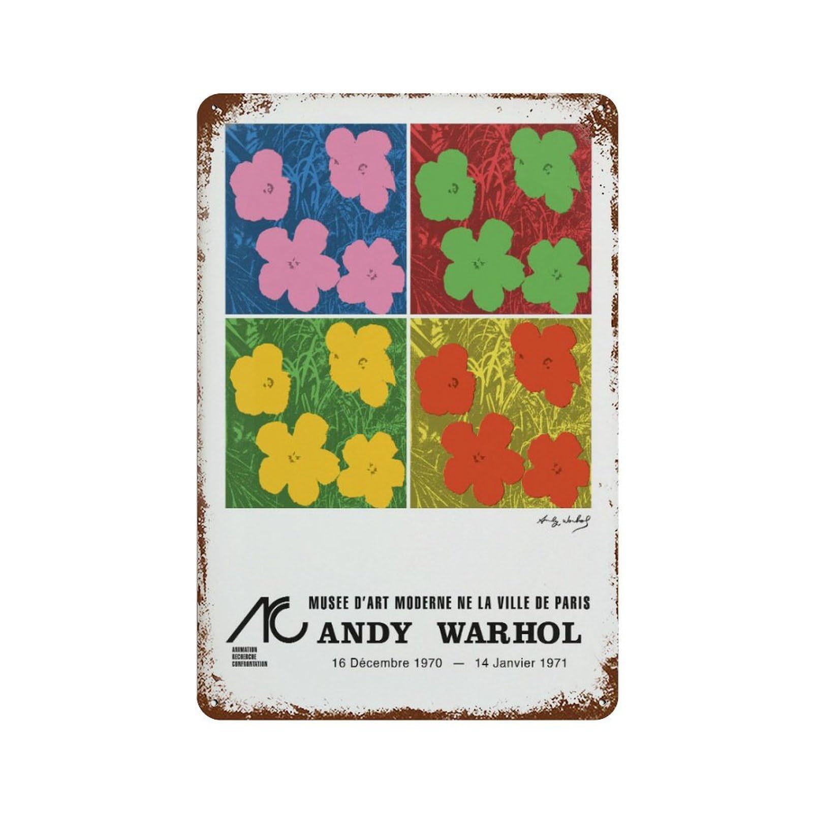 xiaoxiaoshen Andy Warhol Flower Exhibition Pop1 Wall Decor Art Metal Tin Poster Modern Home Decor Art Home Bar Shop Decorations Vintage Sign 30x20cm