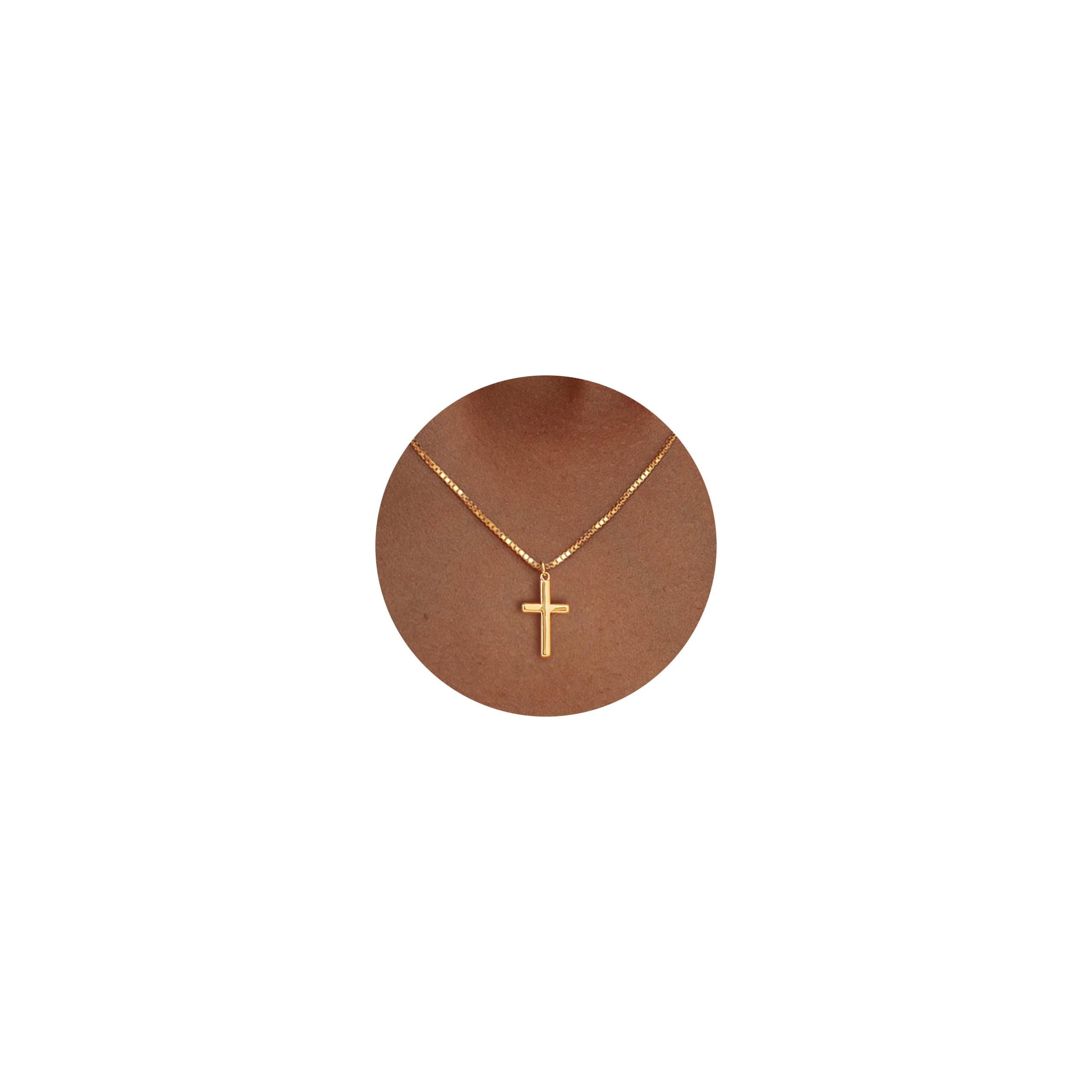Cross Necklace for Women, 14K Gold Plated Cross Pendant Necklace Dainty Simple Gold Cross Necklace Tiny Gold Cross Necklaces for Women Trendy Gold Jewelry for Women image 2