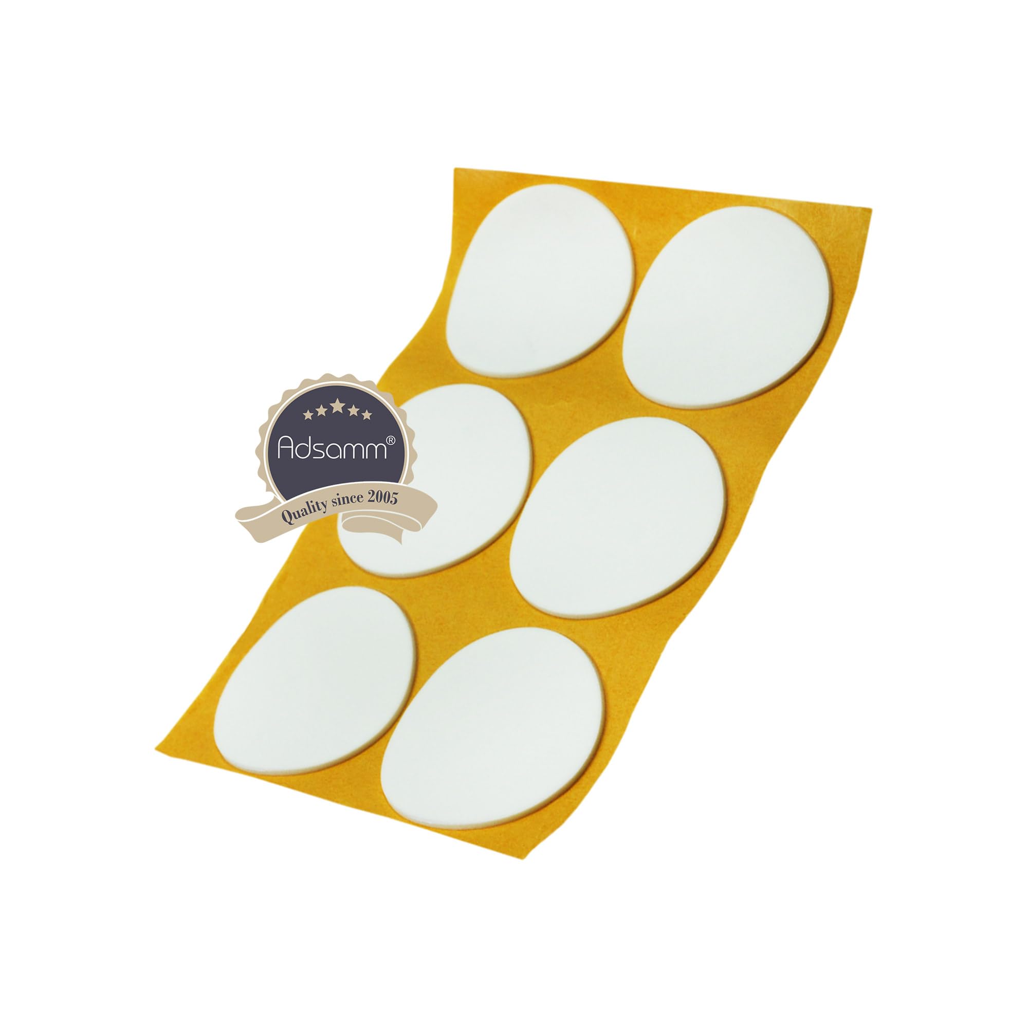 Adsamm® / 6 x samoprzylepnych podkładek antypoślizgowych z kauczuku komórkowego EPDM/ø 70 mm/biały/okrągły/2,5 mm grubości ślizgaczy