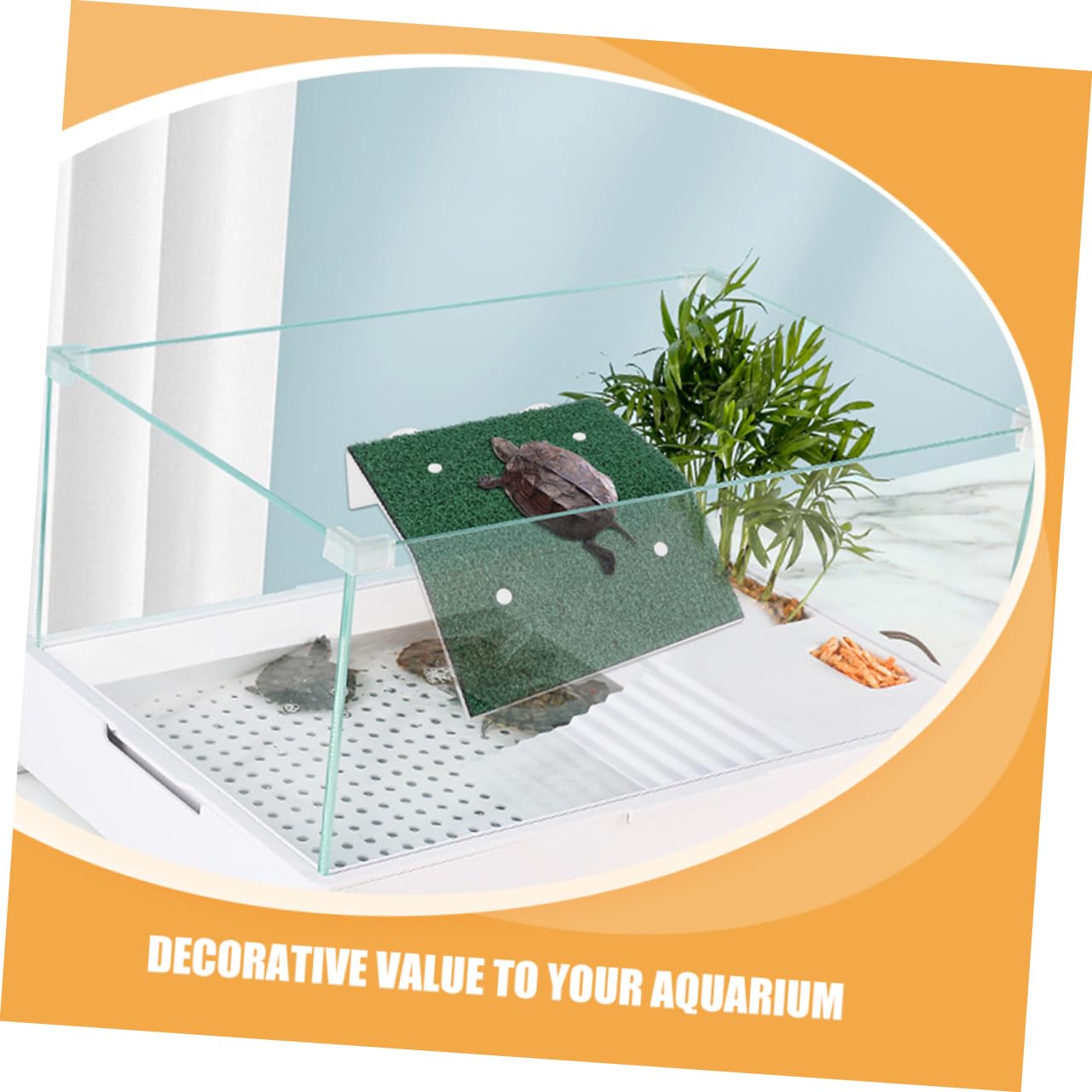 WOONEKY Plataforma de PP Verde para Tortugas de Agua para Tomar el Sol 2 Piezas con Diseño Multifuncional para Decoración de Terrarios y Acuarios