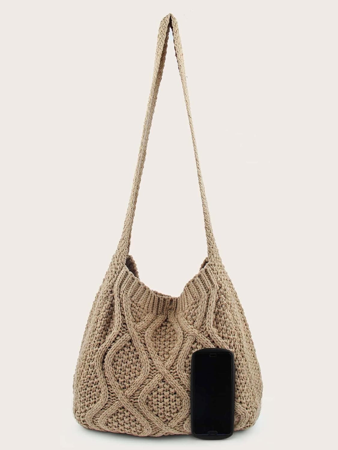 Verdusa Women's Crochet Shoulder HandBags Hobo Knitted Tote Bag Shopping Bags - Image 6
