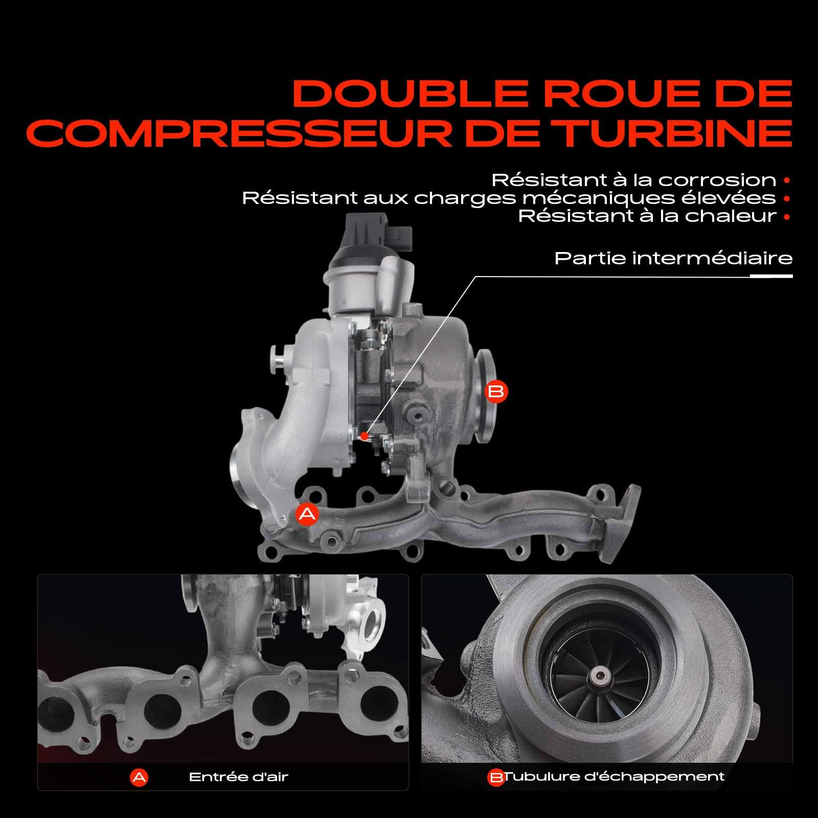Frankberg Turbocompresseur 03L253016F | Compatible avec: E.O.S 1F7 1F8, A3 8P1, P.a.s.s.a.t 3C2, Golf Plus 521 5M1, Golf V Variant 1K5, P.a.s.s.a.t CC 357