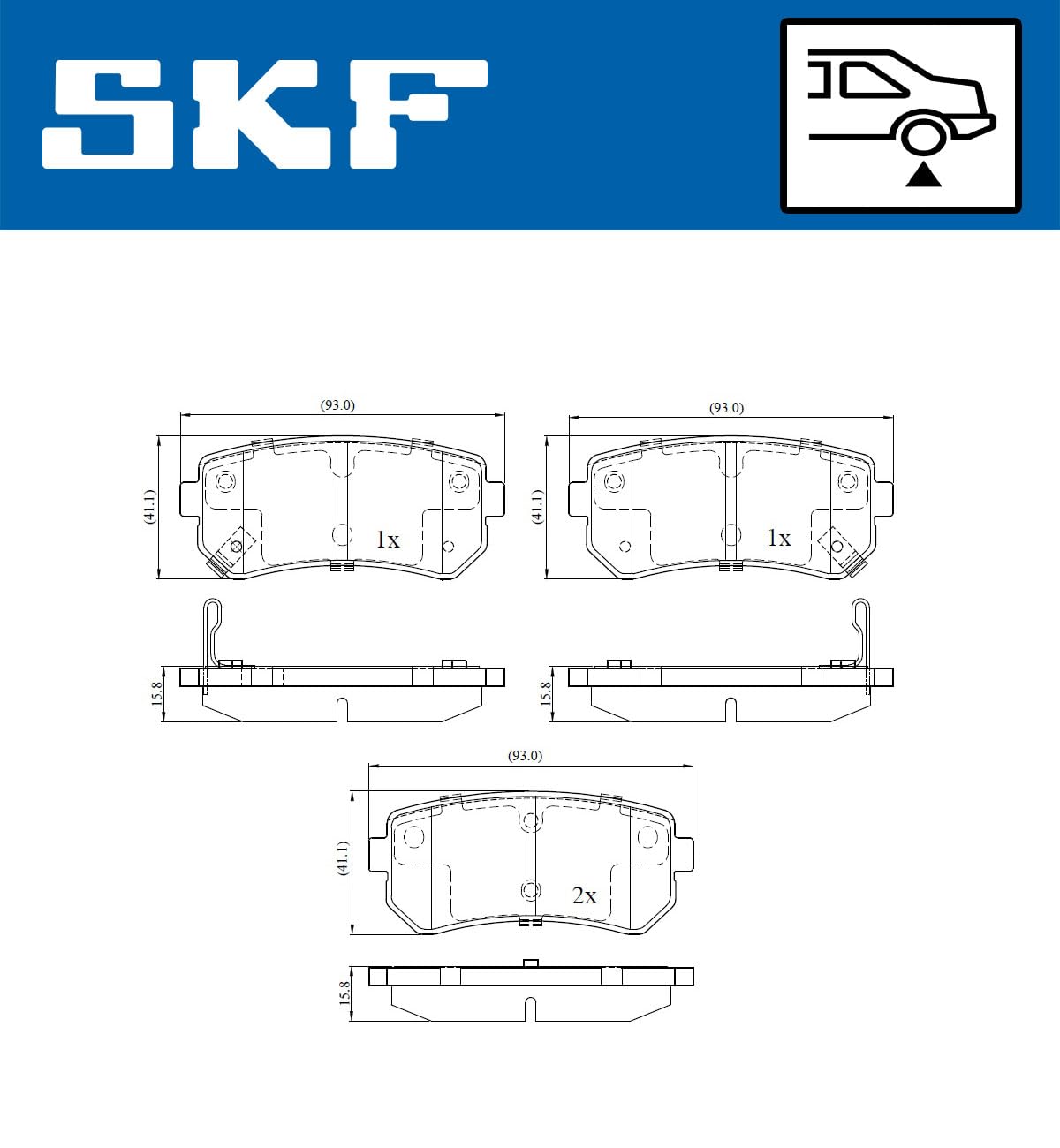 SKF Fren Balatası Arka Hyundai I20 1.2-1.4 08-15, 1.6 08-12, 1.1 Crdı 12-15, 1.4 Crdı 08-15, 1.6 Crdı 08-12, I30 1.4-1.6-2.0 07-11, 1.6-2.0 Crdı 07-11 Vkbp 90054A - Vkbp 90054 A