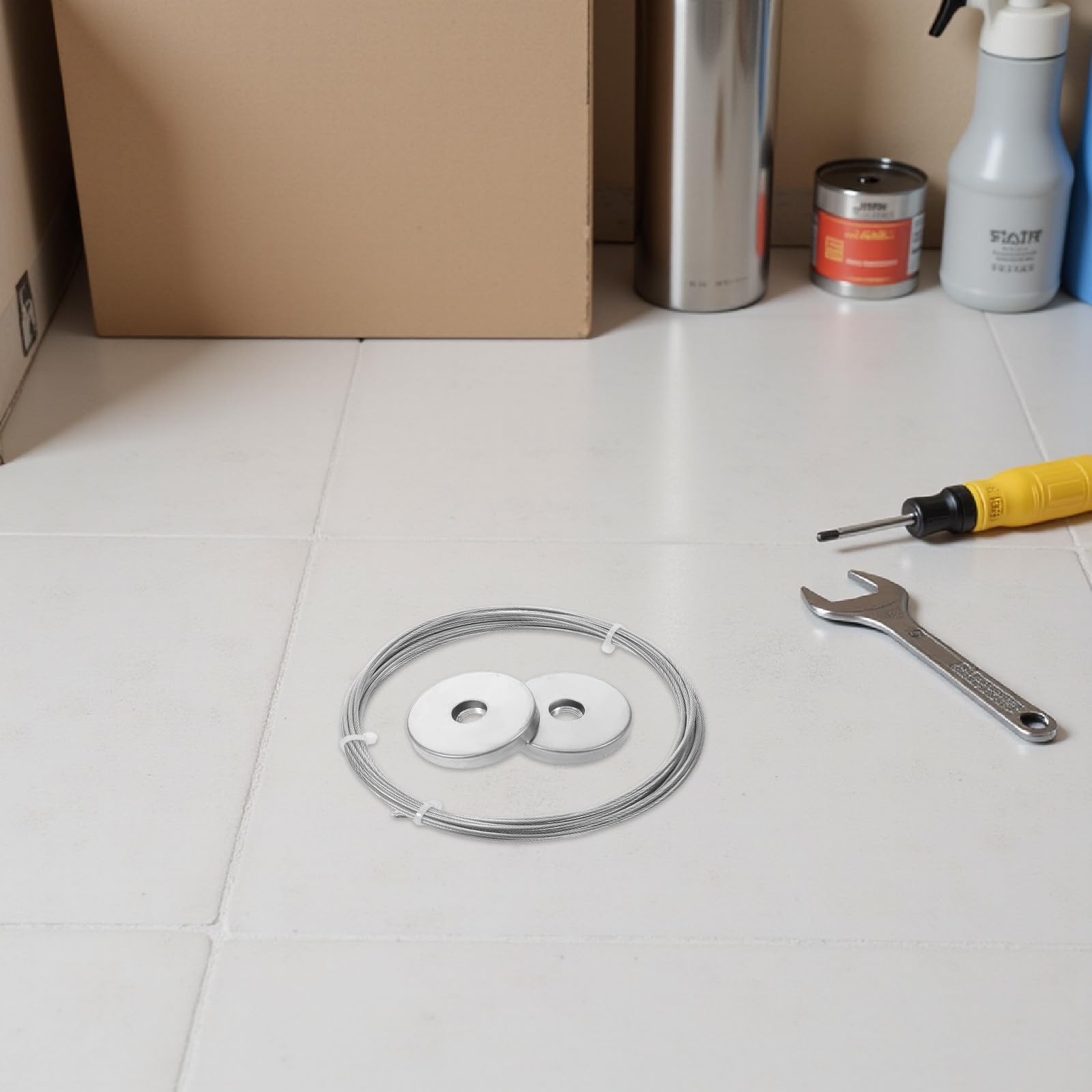 1 Set Wäscheleine aus Edelstahl: 5 Meter Lange Wäscheleine für den Außenbereich, z. B. für Balkon oder Badezimmer – Wäscheständer mit Wandmontage und Gardinenstange