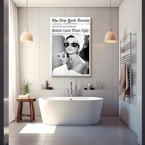 Miniatura 6 de Arte de pared de periódico vintage, impresiones en lienzo en blanco y negro Better Late Than Ugly Funky Feminista Póster Feminista Moderno Preppy
