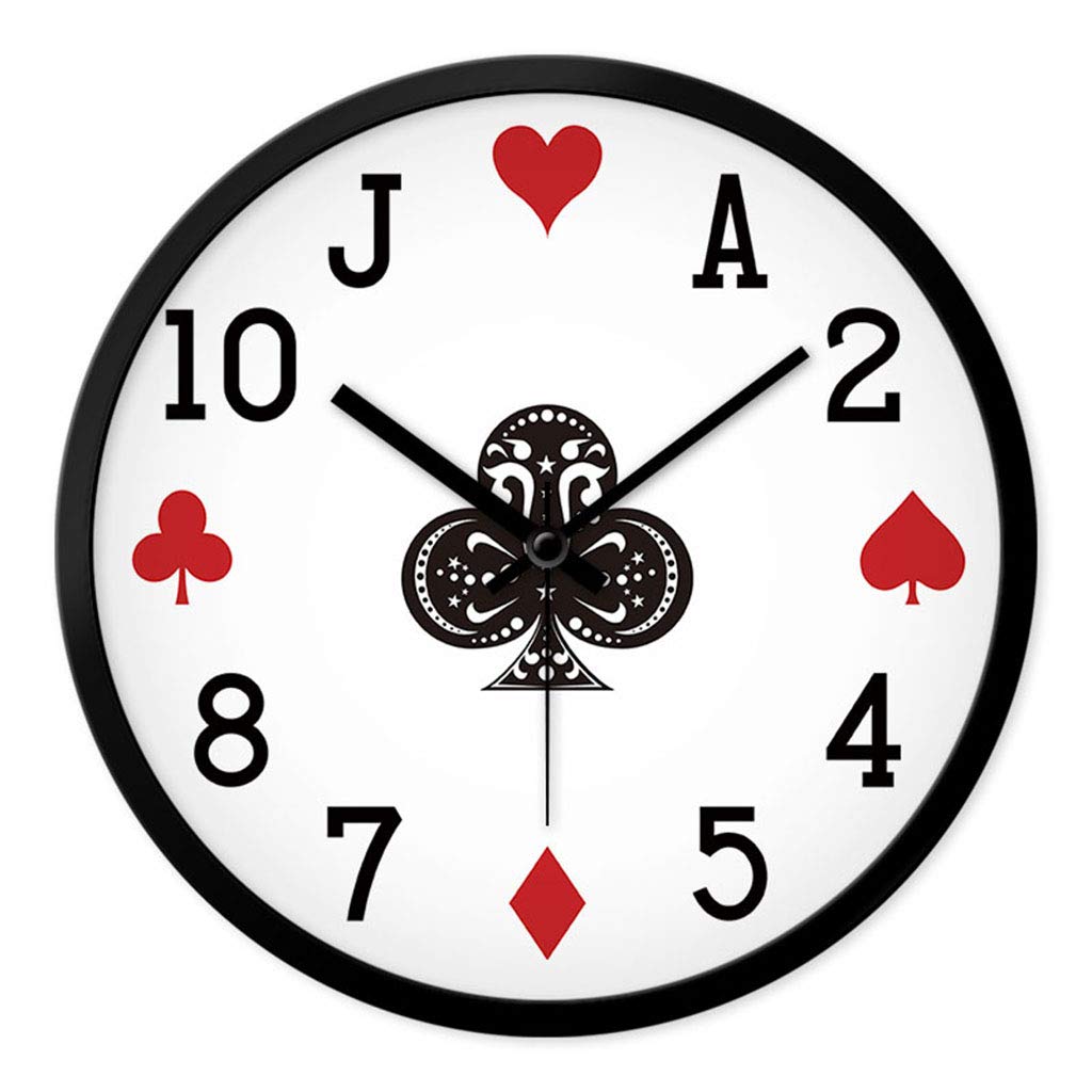 Horloge Murale Chambre Poker 30cm silencieuse pour un sommeil profond sans bruit