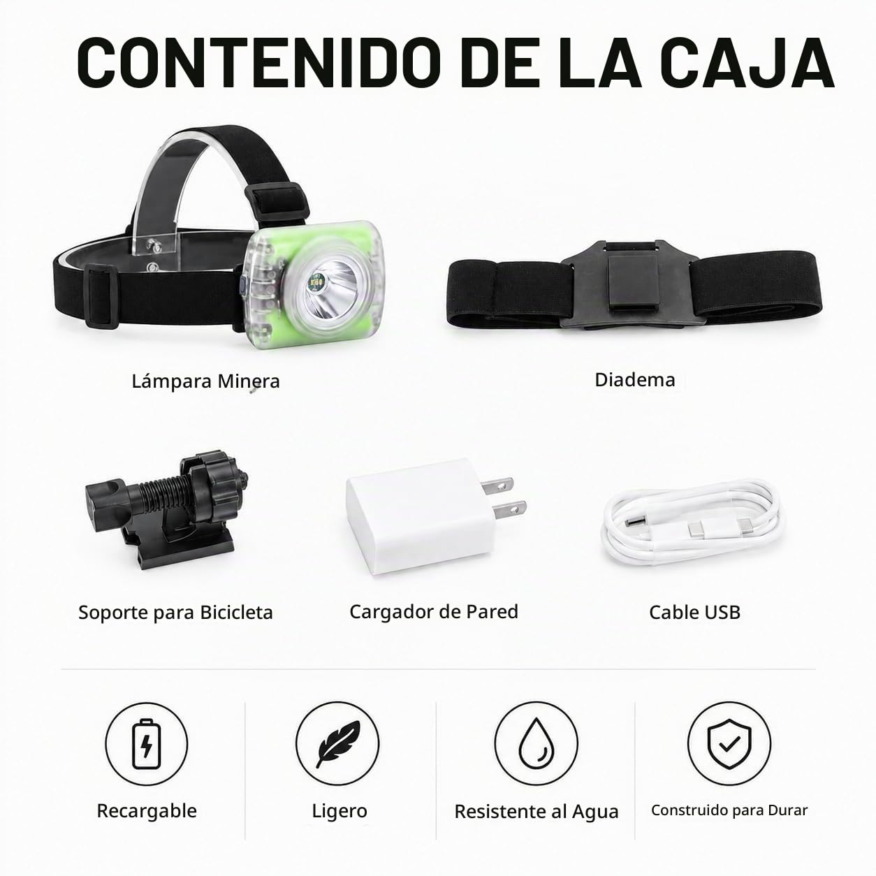 Modo: Lamp-40A recargable casco duro minero luz multiusos IP68 impermeable luz minera para minería equitación actividades al aire libre