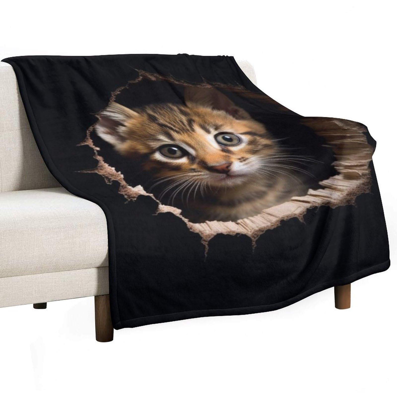 ECWECC Blanket Cat Soft Blankets And Throws 3D Kitten for Adults Fluffy Snugly Flannel Fleece Blanket for Bed Sofa Fuzzy Blanket Room Decor Christmas/Thanksgiving Valentine's Day 80x130cm