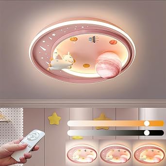 LED Ceiling Light Dimmable with Remote Control Cartoon Unicorn Modern Round Ceiling Light 62W for Boys, Girls Bedroom and Living Room Baby Room