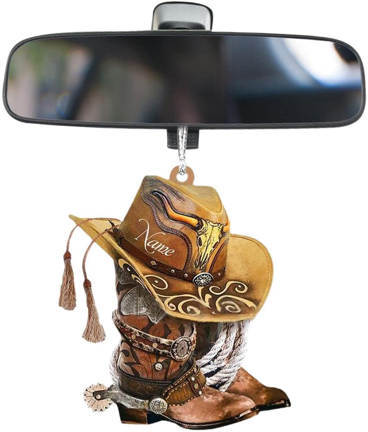 Pepino Positivo Espejo Coche Pepino Positivo Con Sombrero Vaquero - Colgante Divertido Para Espejo Del Coche Y Decoración Accesorio Coche Divertido