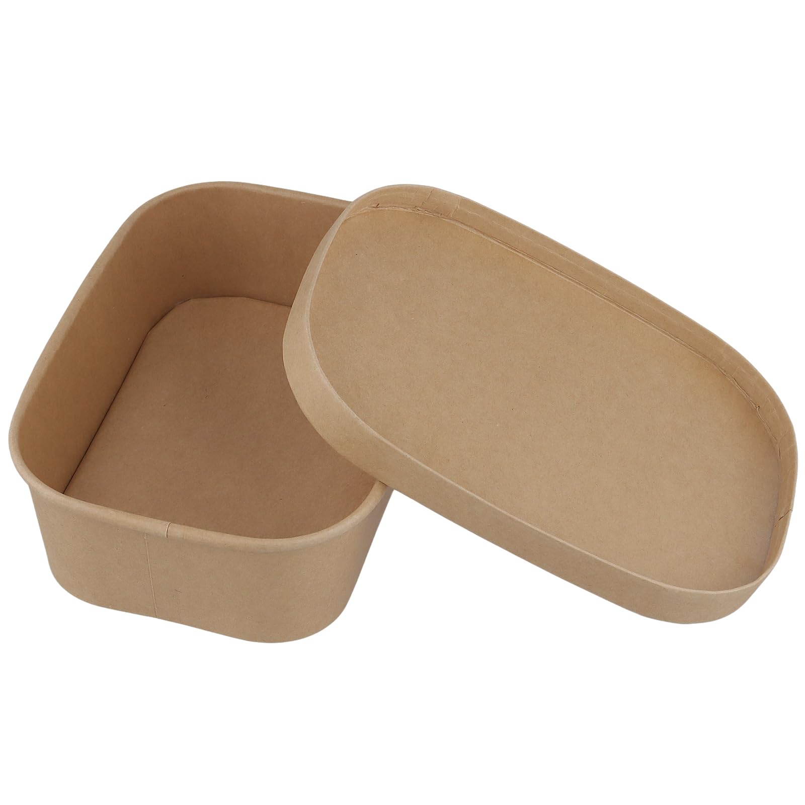 50 recipientes de papel kraft de 650 ml con tapas de papel, caja rectangular para llevar, caja de ensalada Kraft para restaurante, comida callejera, fiesta, comida de almuerzo, color marrón