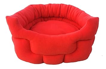 Fluffy's Luxurious Red Soft Red Dog/Cat Bed Polyster Filled Sofa Style(Export Quality)- Medium