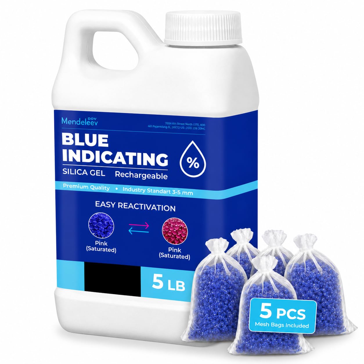 2,3 kg blaue Kieselsäure-Trockenmittelperlen – Indikator-Kieselgel-Perlen, Trocknungs-Silika-Perlen, wiederverwendbar, Kieselgel, Trockenmittel, Luftentfeuchter