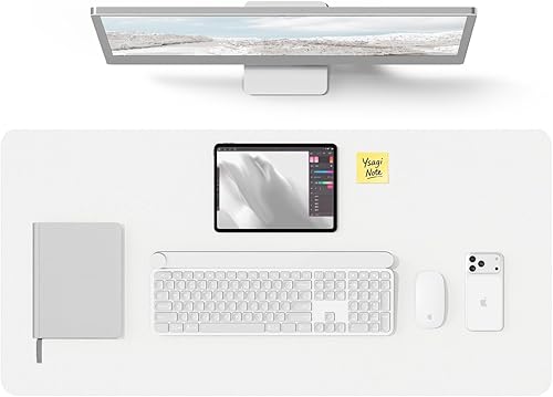 Miniatura 10 de YSAGi Protector de escritorio de cuero, tapete de oficina, alfombrilla grande para mouse, secante antideslizante de cuero PU, escritorio