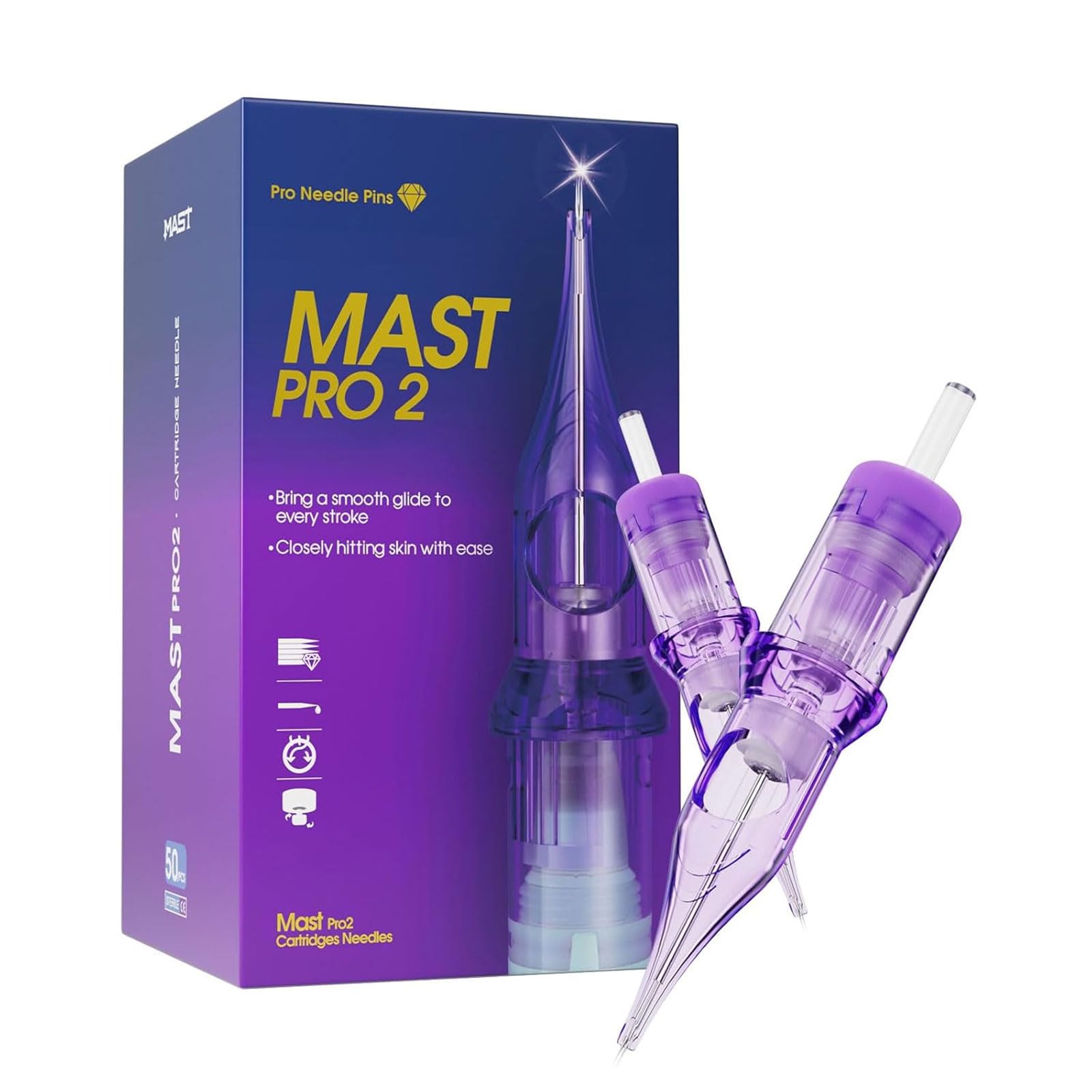 Mast Pro2 Aiguilles de Tatouage Set Mixed Size 50pièces #10 Bugpin Round Liner Curved Magnum Shader Cartouche de Aiguille 1RL 3RL 5RL 7RL 9RL de Tatouage de Machine à Tatouer