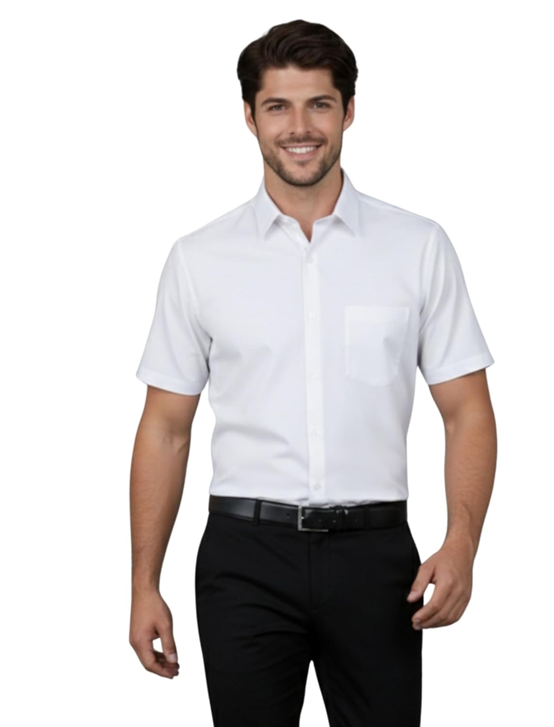 Men’s Cotton Blend Solid Shirt with Spread Collared Half Sleeve Curved Hemline Button Closure Regular Fit and One Pocket | Half Sleeve Shirt for Men