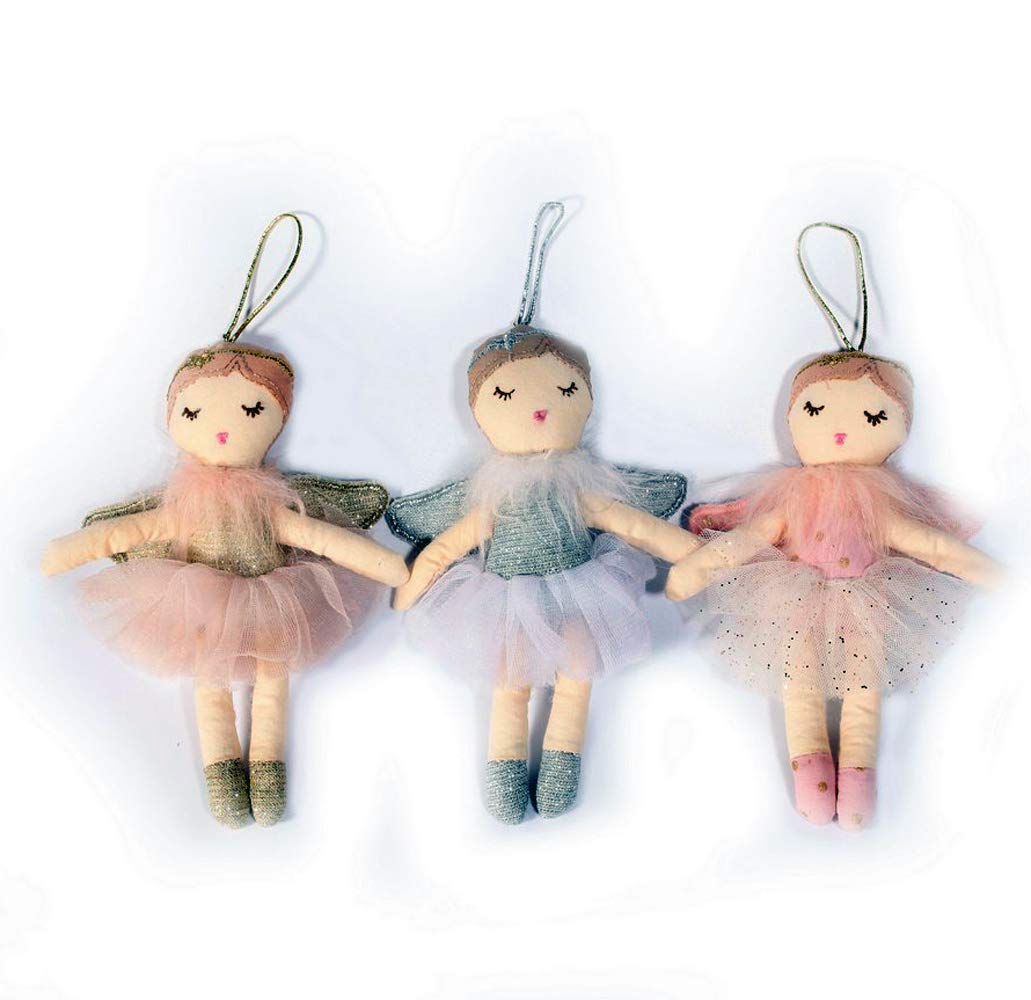 MON AMI Christmas Angel Ornaments, Assorted Whimsical Angel Ornaments for Christmas Trees, Singing Angels Ornament Collection, Elegant Christmas Holiday Décor, 6" – 3 Pack, Multicolor, 89191 6.5IN
