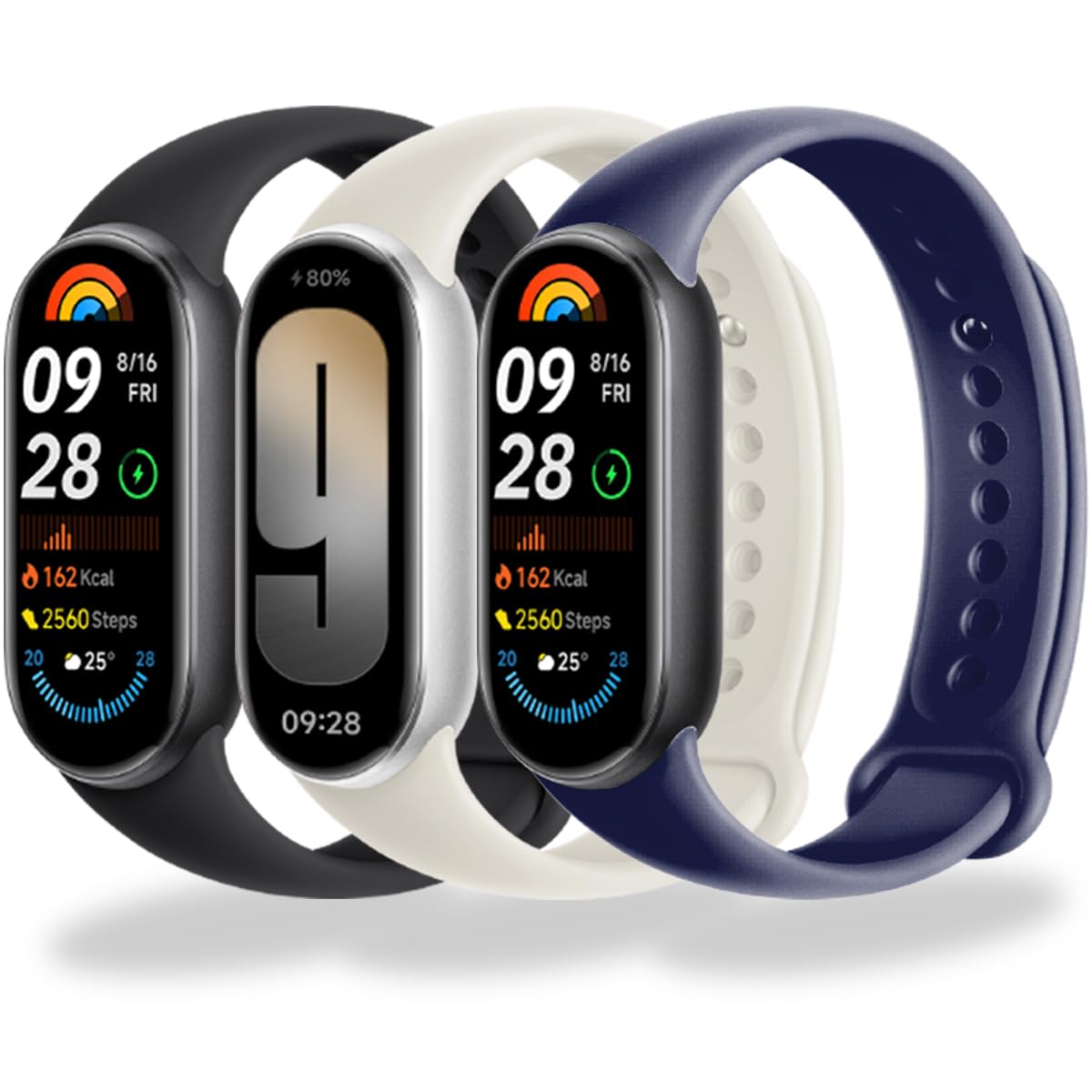 BABEJIA 3-10 Pezzi Cinturini Compatibili con Xiaomi Smart Band 10/9/8, Cinturino Morbidi e Sportivi, Traspiranti, Regolabili, A Sgancio Rapido