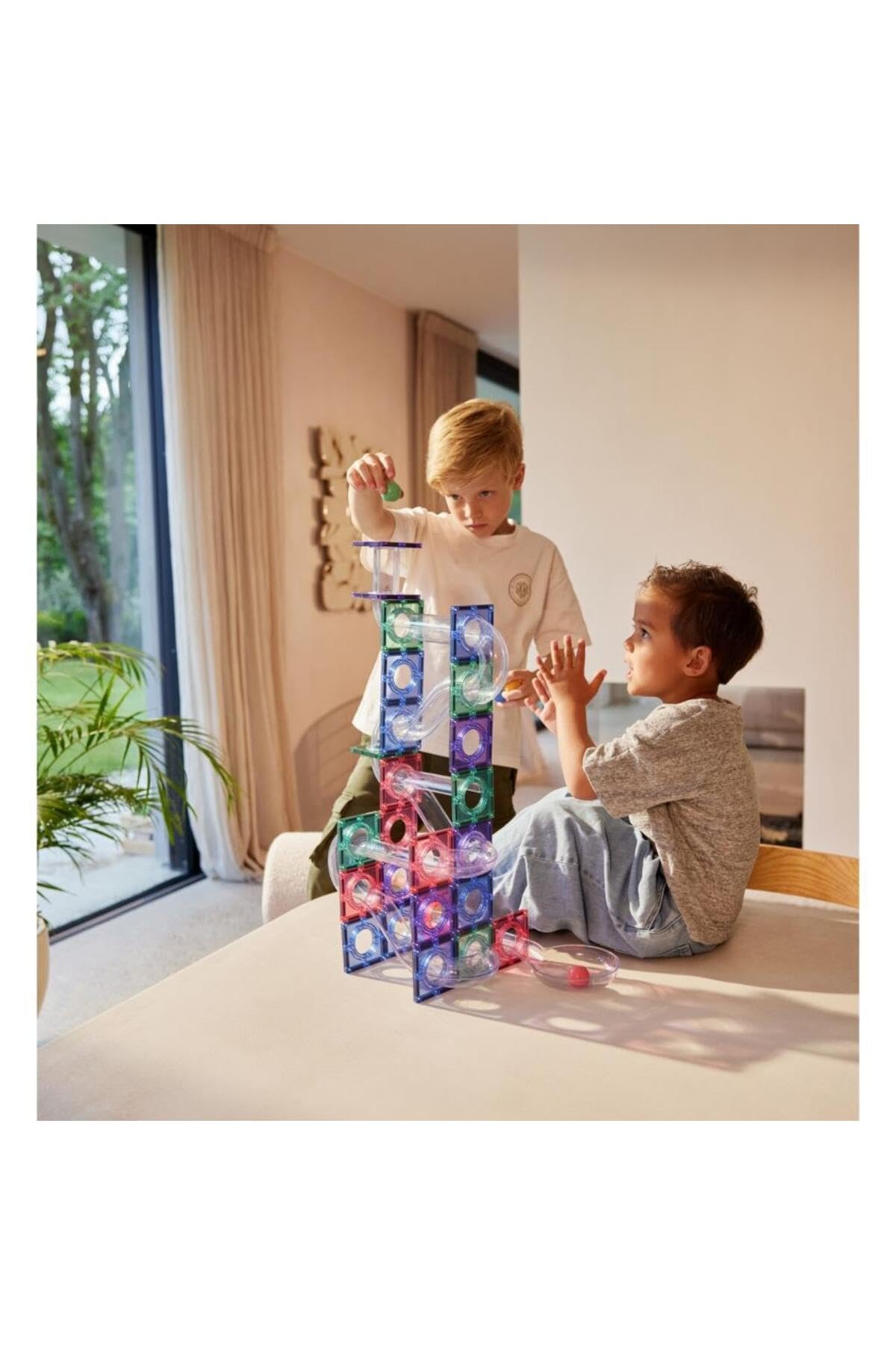 Kugelbahn-Kreativ-Bausatz in Pastellfarben 70 Teile, langlebiges Magnetspielzeug, Robustes Lernspielzeug, erweiterbare Sets, für Kinder ab 3 Jahren