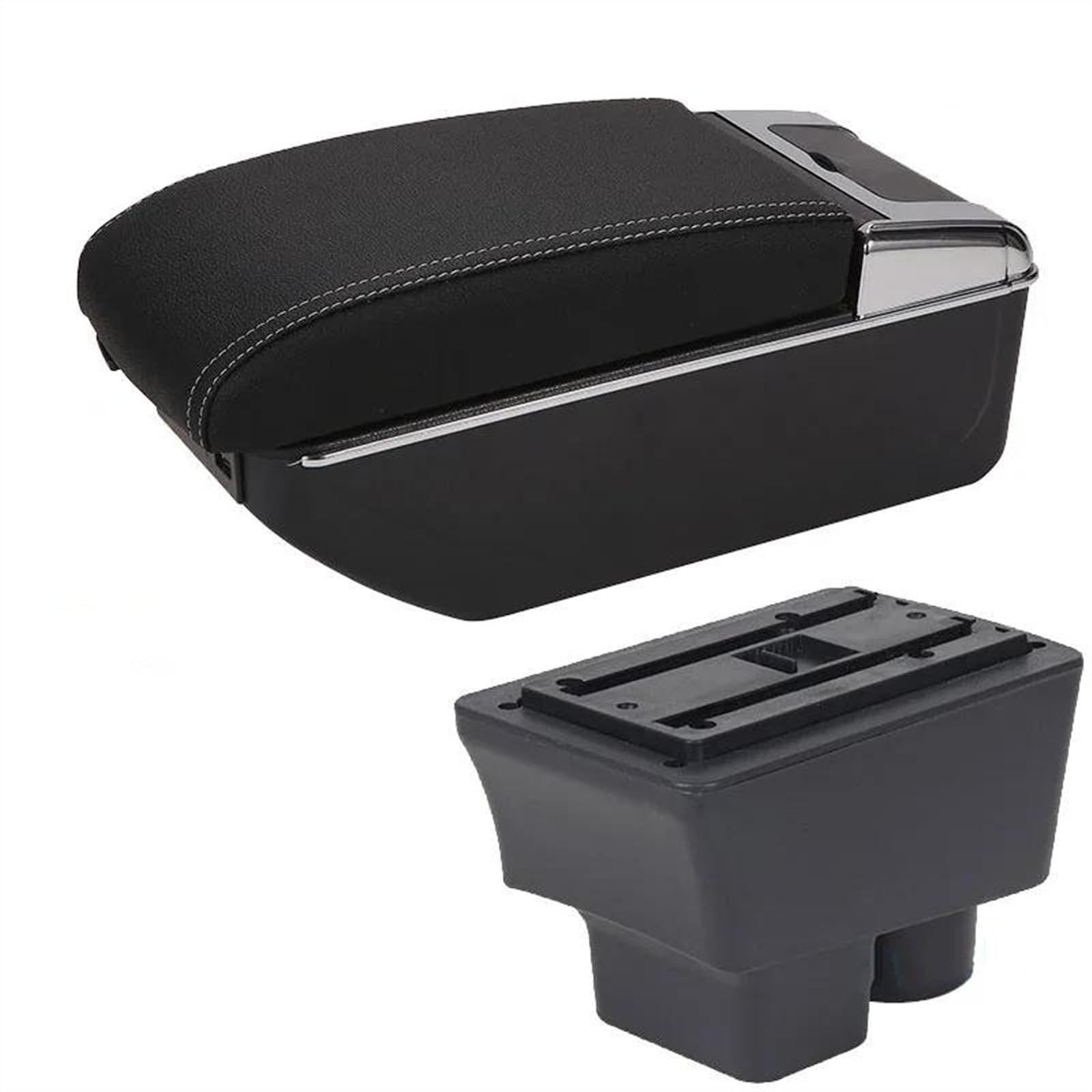 NMJLQW Storage Rack Car Armrest Box Retrofit Parts Storage Box Interior Parts Car Accessories For Fabia 2 2008-2014(B3 Black white 7USB)