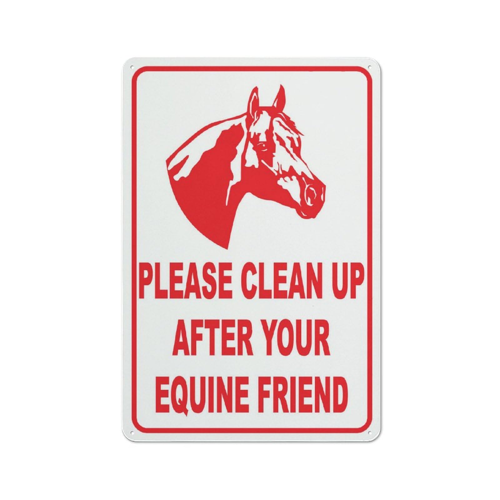 Please Clean Up After Your Equine Friend Sign for House & Yard, 8x12 Inch Premium Aluminum, Sun-Proof, Rust-Free