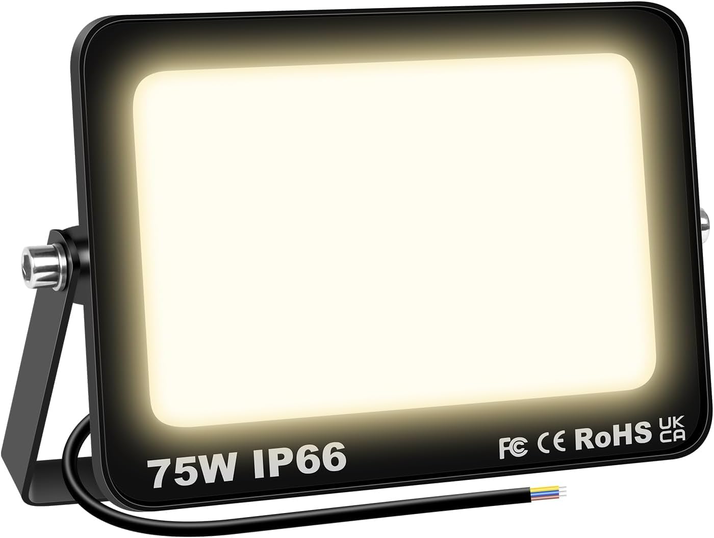 YOJZMA Outdoor LED Flood Lights 75W 7500LM Super Bright Security Light IP66 Waterproof Yard Lights 3000K Cool White Floodlight for Garage Garden Stadium Backyard Yard [Energy Class E]