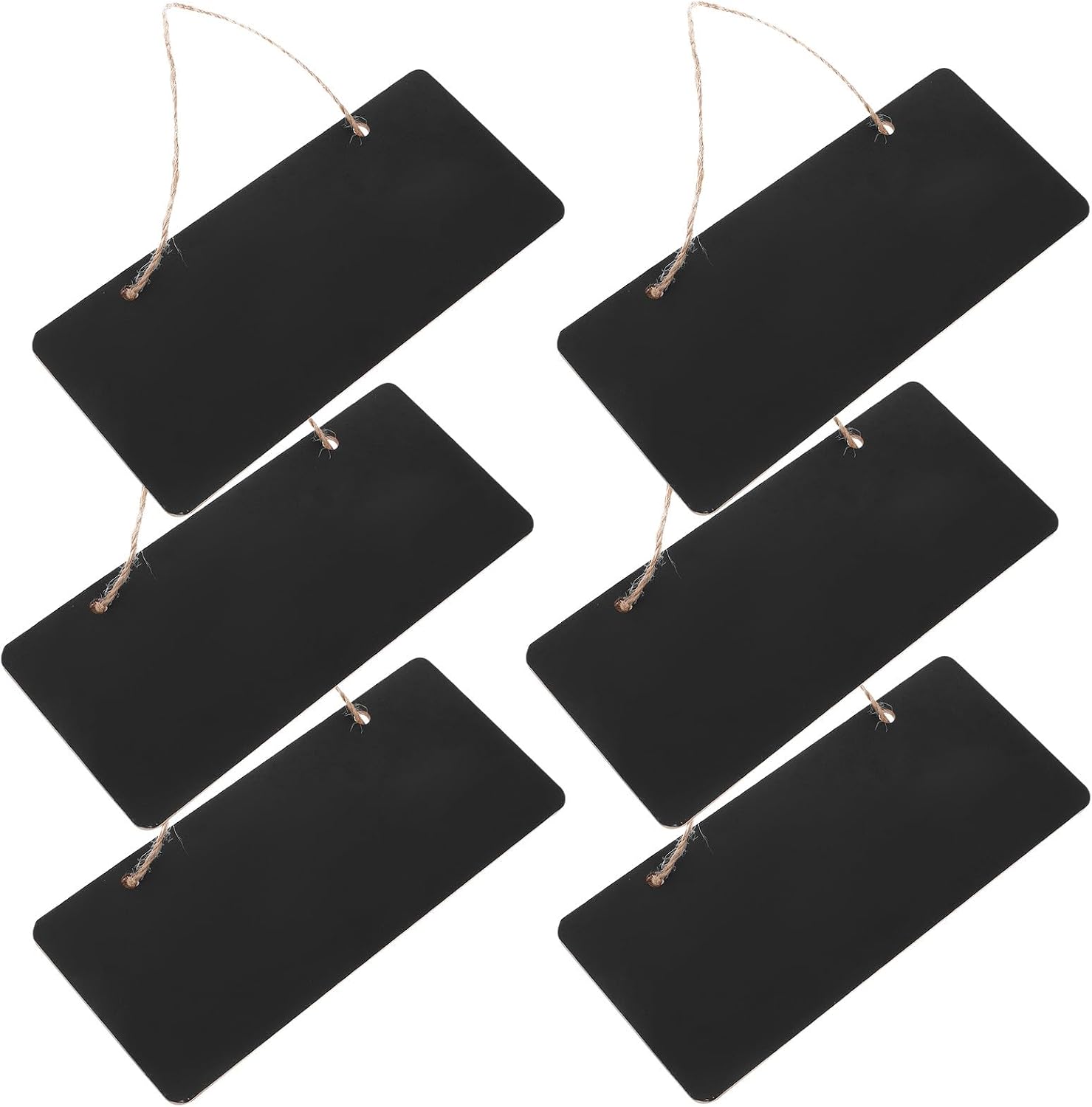6pcs Hanging Wood Message Boards with Rope, Chalkboard Pendant Price Tags for Flower Store, Café, Office Memo Display, Reusable Decorative Blackboard Signs for Meetings and Home