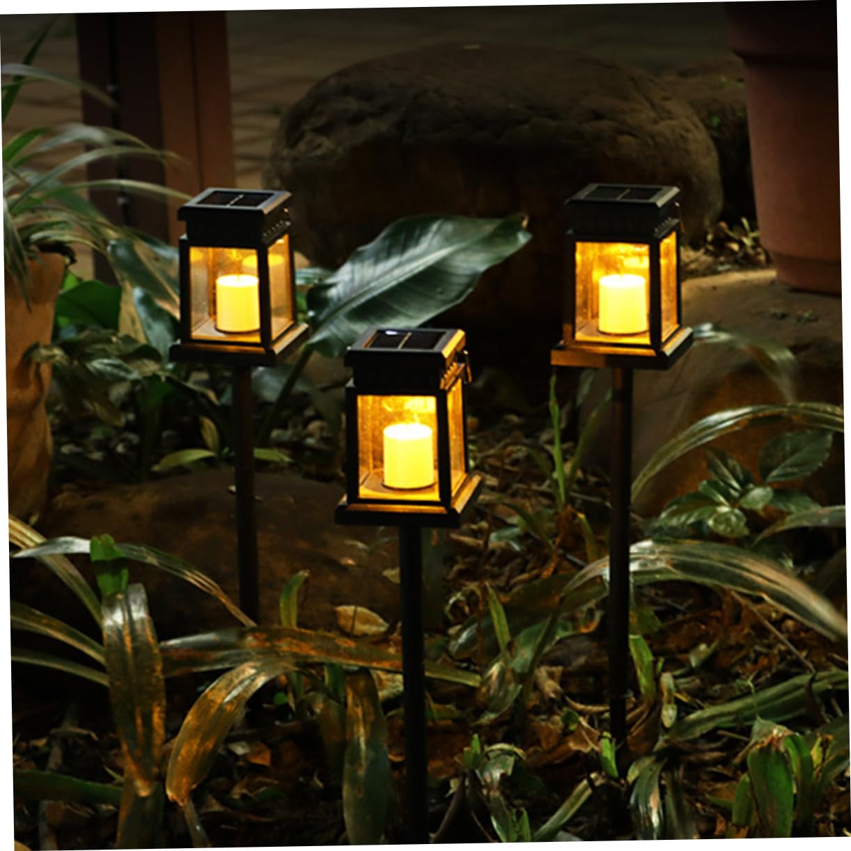 Hemoton Elegant Solar Lamp for Garden Ground Insert Decorative Light Lawn Solar Candle Unique Lighting