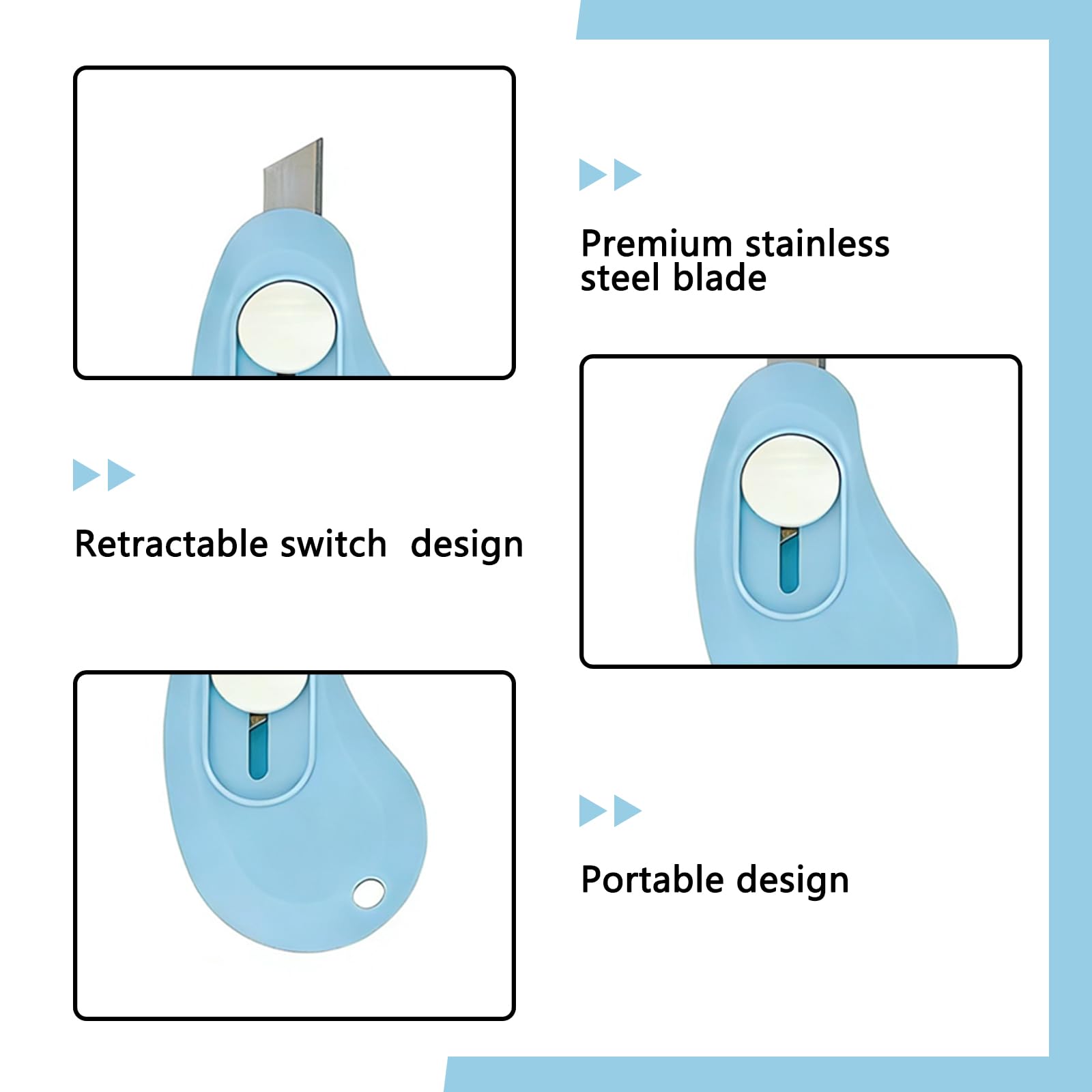 Lot de 12 Mini Cutter Rétractable Sécurité Ouvre Colis Poche Léger Cutter Portable Lettres Papier Bureau Maison