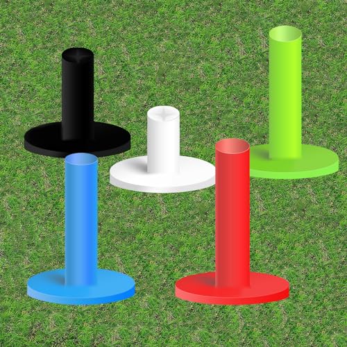 FINGER TEN Golf Rubber Tee Driving Range Value 5 Pack All 1.5'' for Indoor Outdoor Practice Mat, Tee Adaptor White Tee Holder Set for Hitting Mats (Multicolor 5 Pack(1.5, 2.0, 2.75, 3, 3.13))