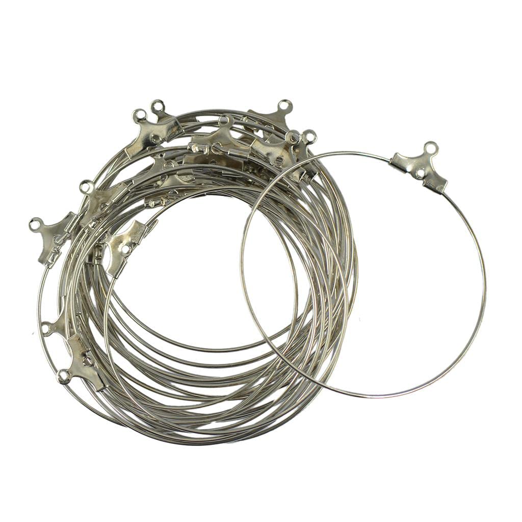 Pack of 20 Wire Hoop Creole Loop Earring Clasps for Jewellery Making silver