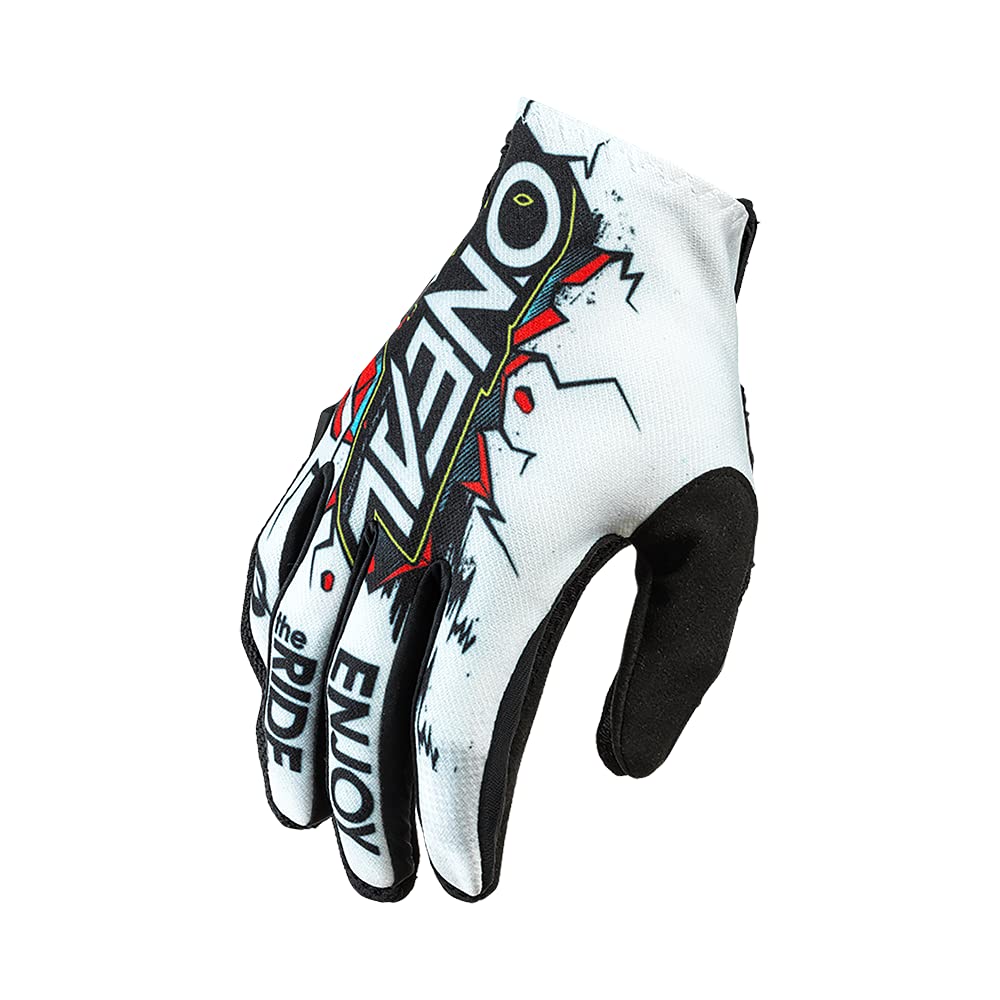 O'Neal | Cycling & Motocross Gloves | Kids | MX MTB DH FR Downhill Freeride | Durable & Flexible Materials, Vented Palm | Matrix Youth Villain Glove | White Multi | Size L