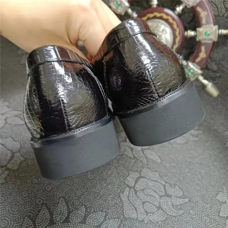 Auténticos zapatos de vestir de piel de cocodrilo exótica para hombres de negocios, puntera cuadrada, mocasines de vestir de piel de cocodrilo auténtica para hombre