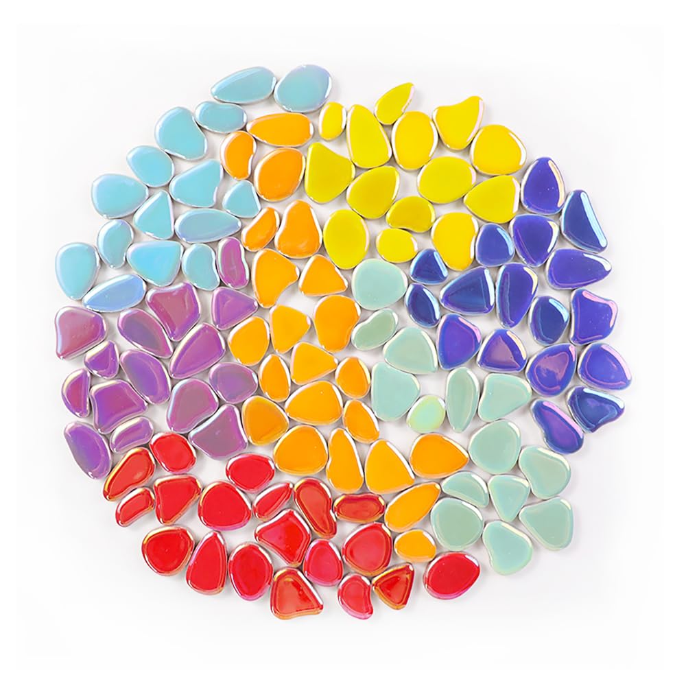 454 g (0,5 kg) schillernde, zufällige Blütenblatt-Keramik-Mosaikfliesen für Bastelarbeiten, Großpackung für Kunst, Glasmosaikstücke, Mini-Kieselsteine, gebrochene Keramikfliesen für