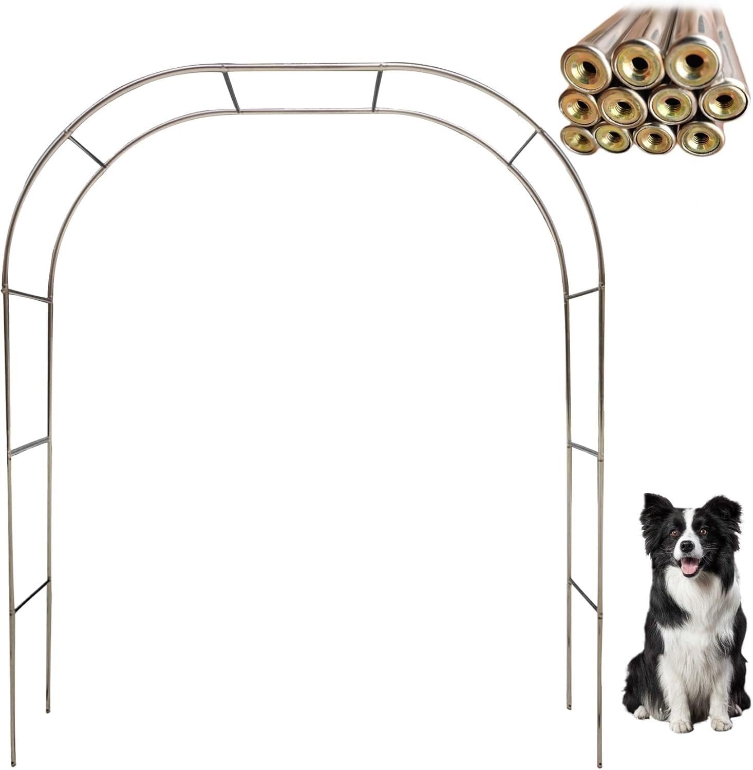 bettght Stainless Steel Outdoor and Indoor Garden or Wedding Arch 230/240CM for Climbing Plants Rose Trellis Outdoor Arbour(19mm,3.2 * 2.4m(10 * 7.9ft))